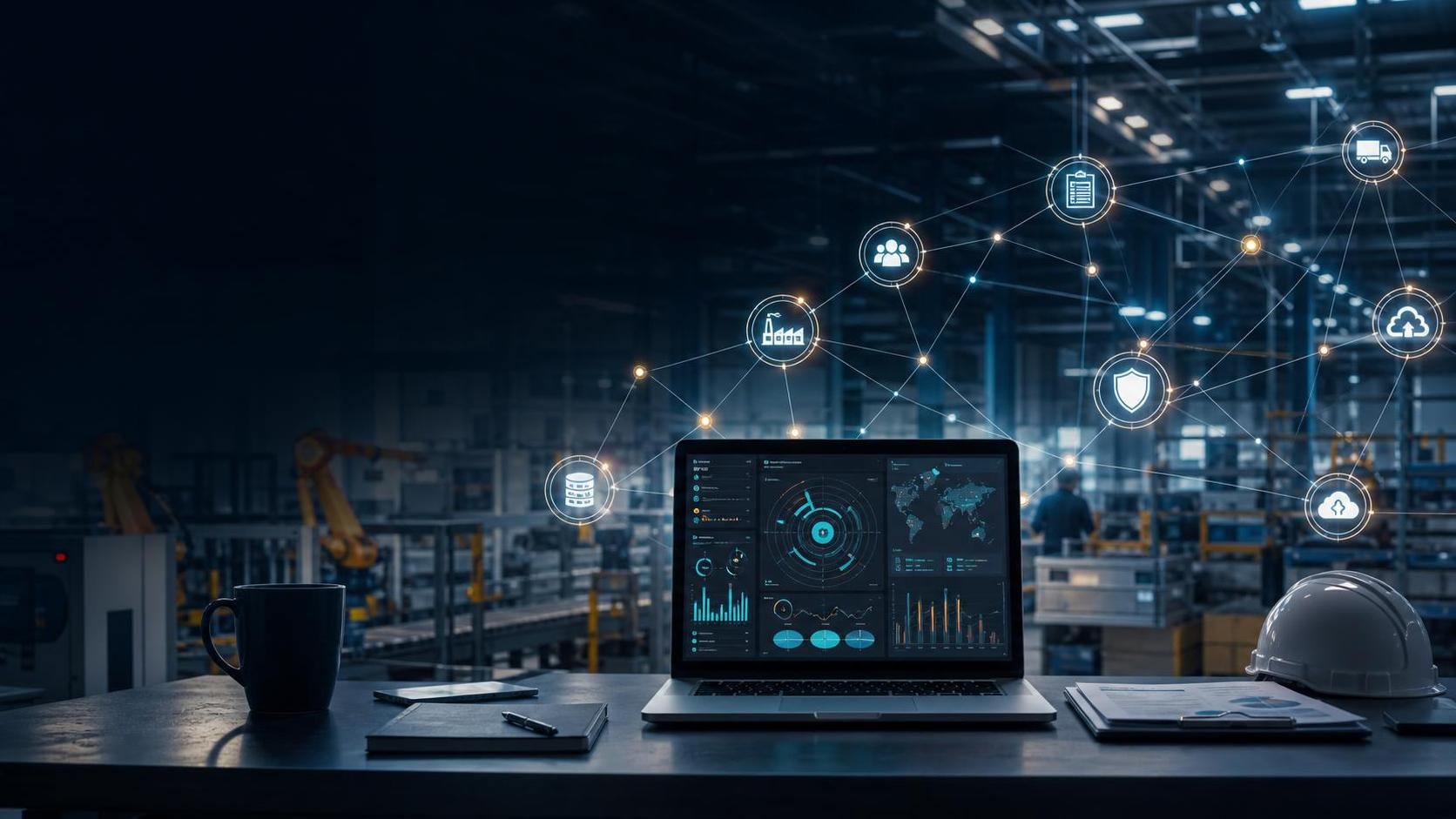 Supply chain cyber risk dashboard in a modern manufacturing environment