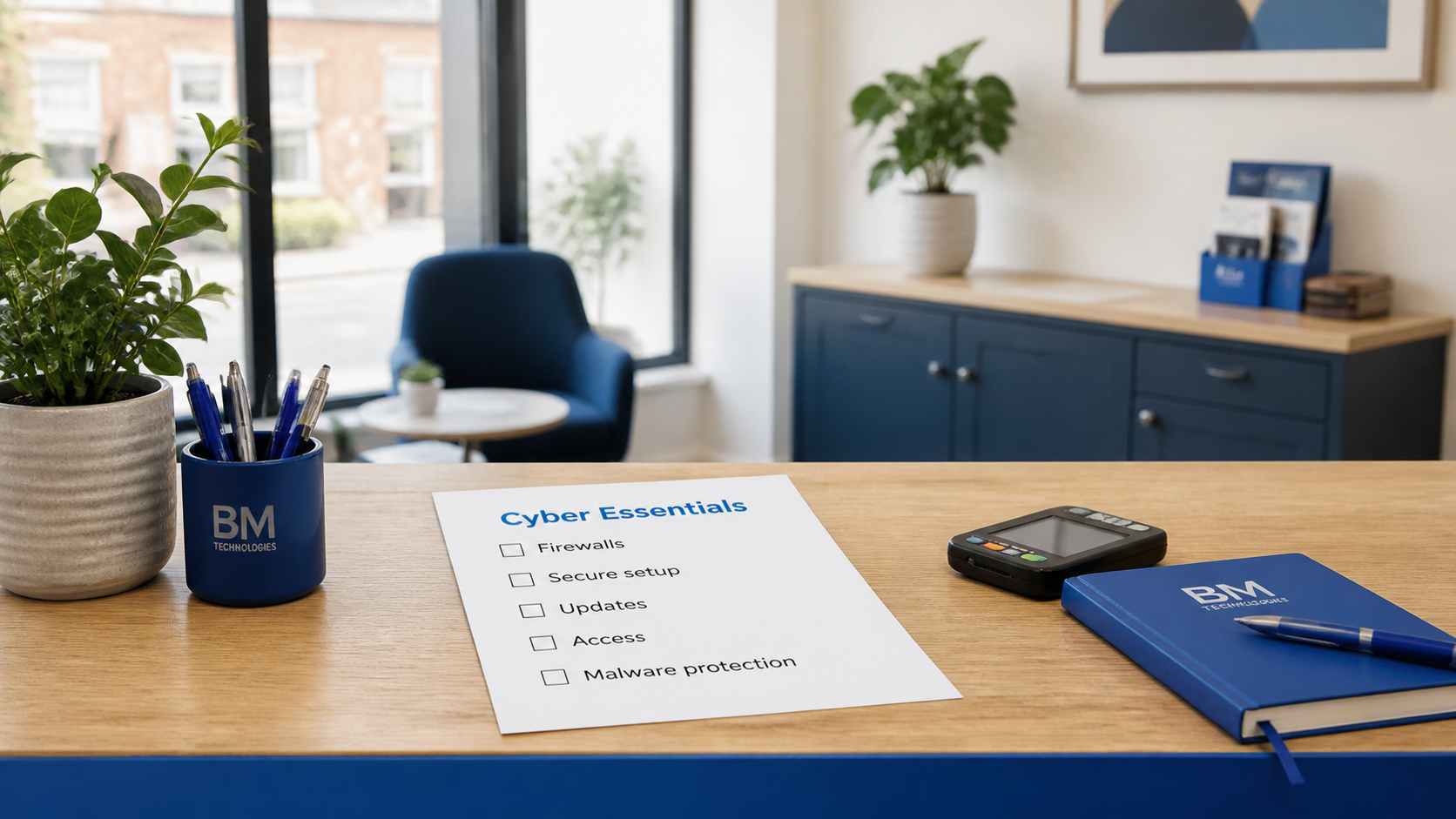 Cyber Essentials checklist showing the five core controls for a UK small business